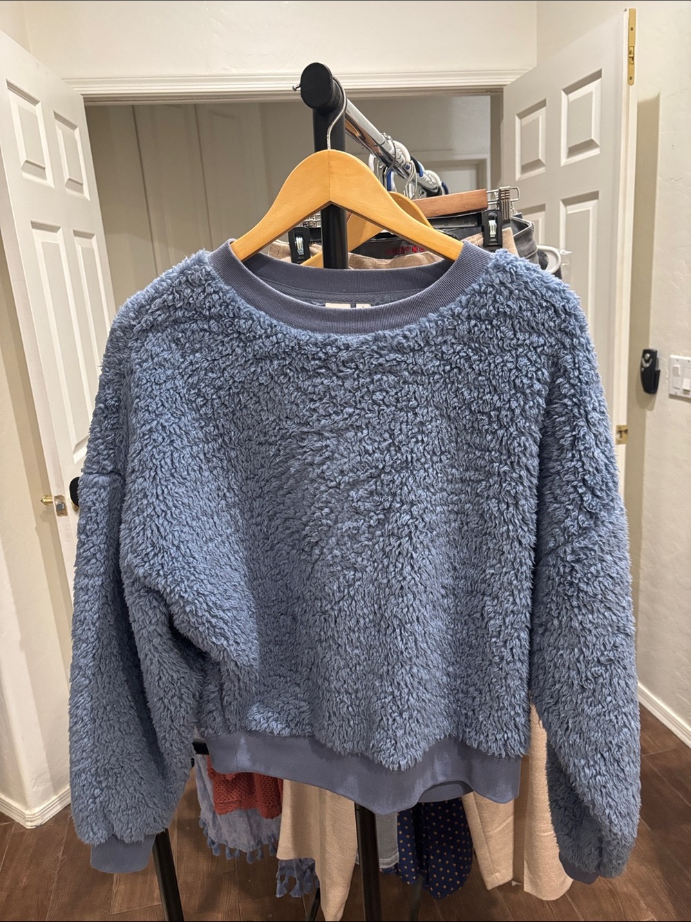 NWOT Gap Teddy Plush Pullover Sweater - Dusty Blue Size Small
